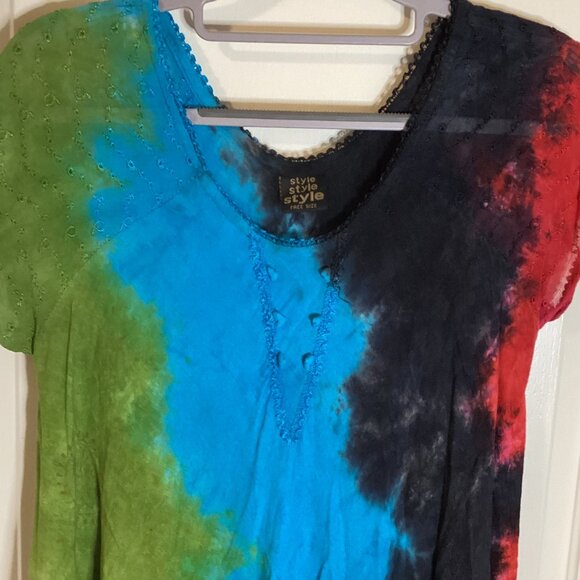 Style Women's Loose Fitting Sleeveless Midi Tie Dye Dress One Size Colorful - Picture 2 of 9